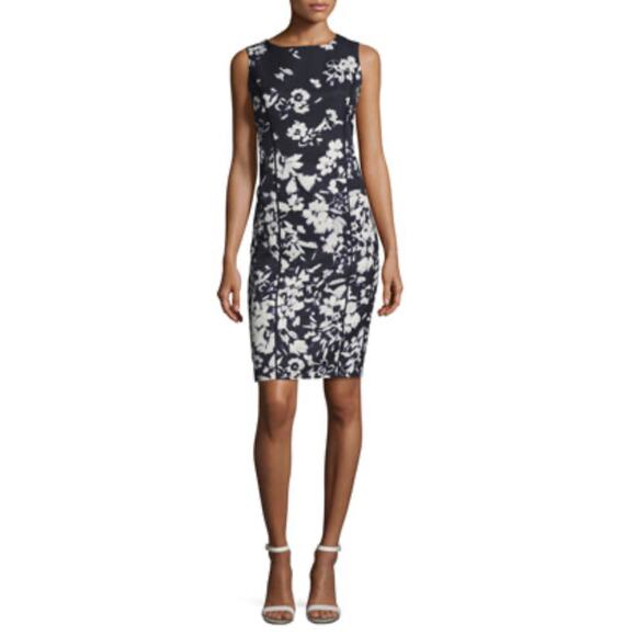 Lafayette 148 New York Evelyn Augusto Impression Floral-Print Sheath Dress - Picture 1 of 11